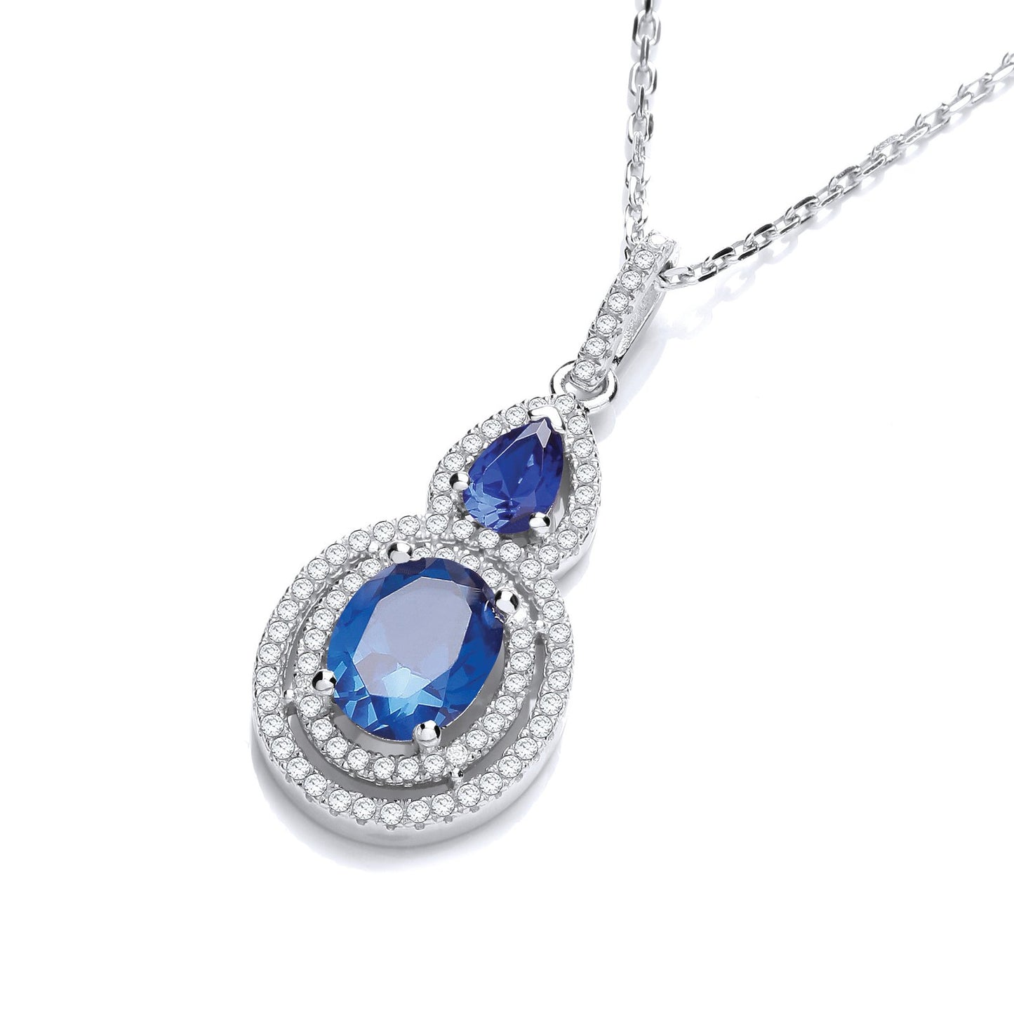 Micro Pave' Sapphire & White Drop Pendant with 18" Chain - Fine Necklace - Certified Authenti – Luxury Jewellery by Im