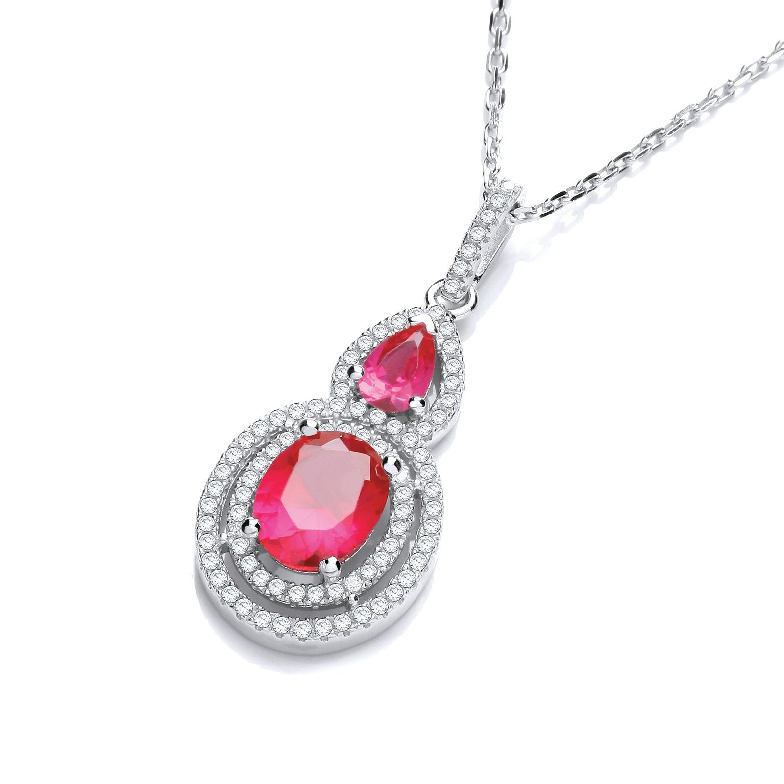 Micro Pave' Red & White Drop Pendant with 18" Chain - Fine Necklace - Certified Authentic – Luxury Jewellery by Imperi