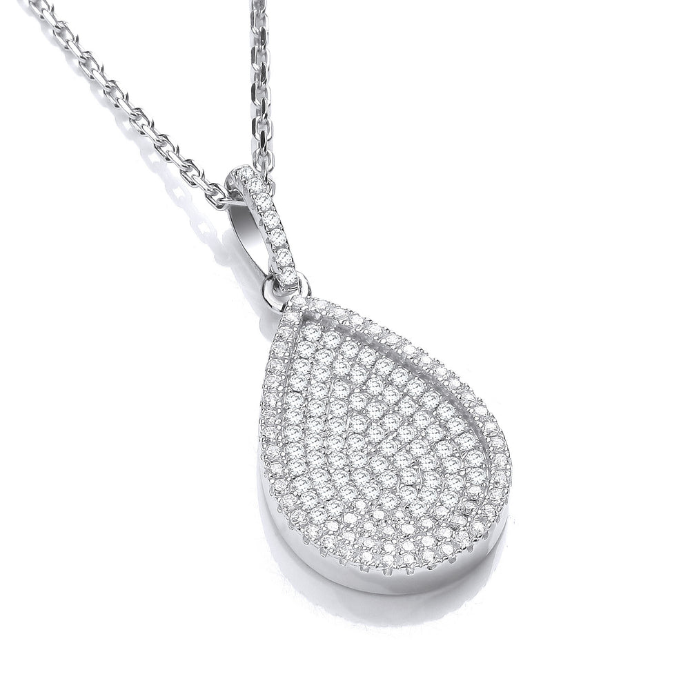 Micro Pave' Pear Shape Pendant with 18" Chain – product view