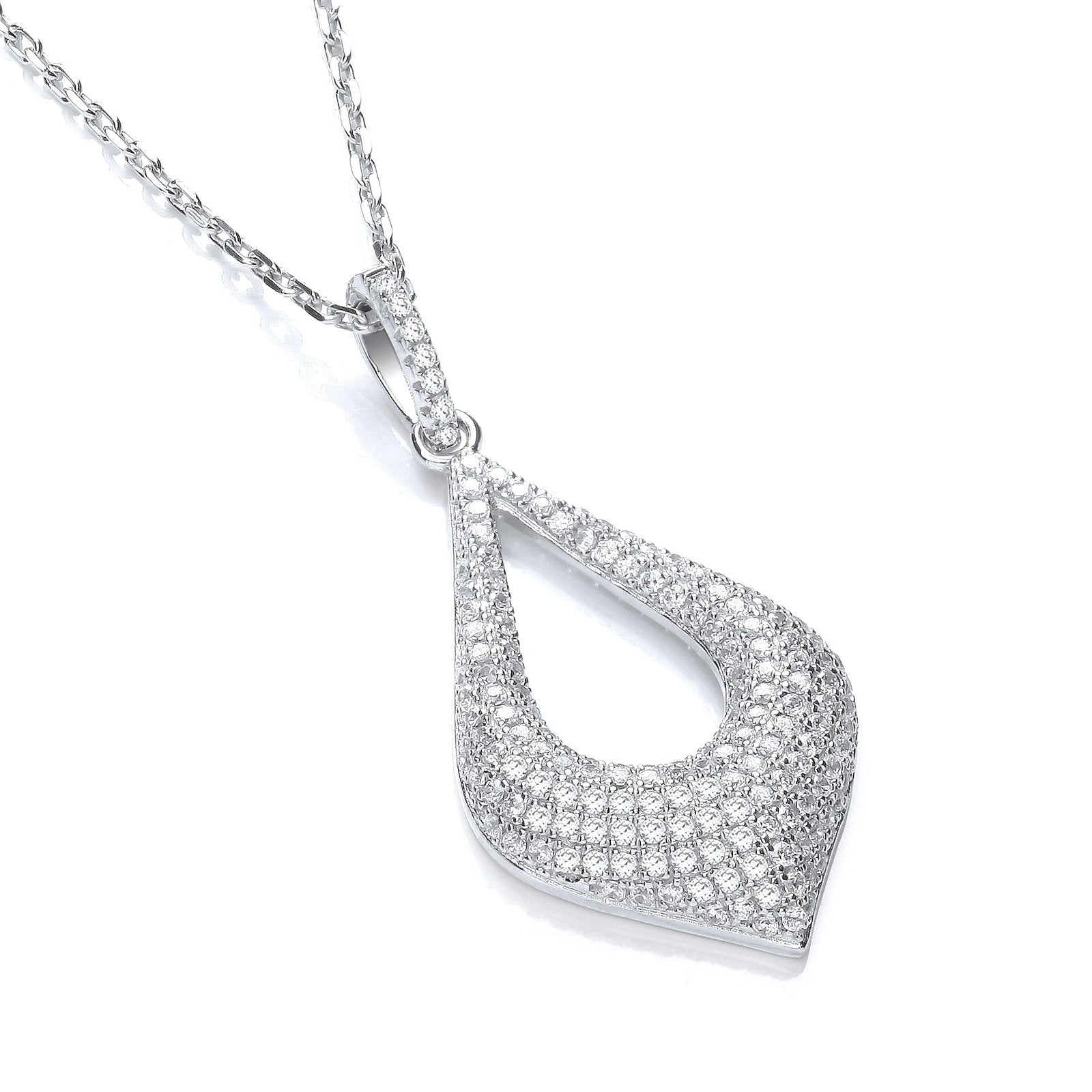 Micro Pave' Fancy Pendant with 18" Chain - Fine Necklace - Certified Authentic - Swiss Made – Luxury Jewellery by Impe