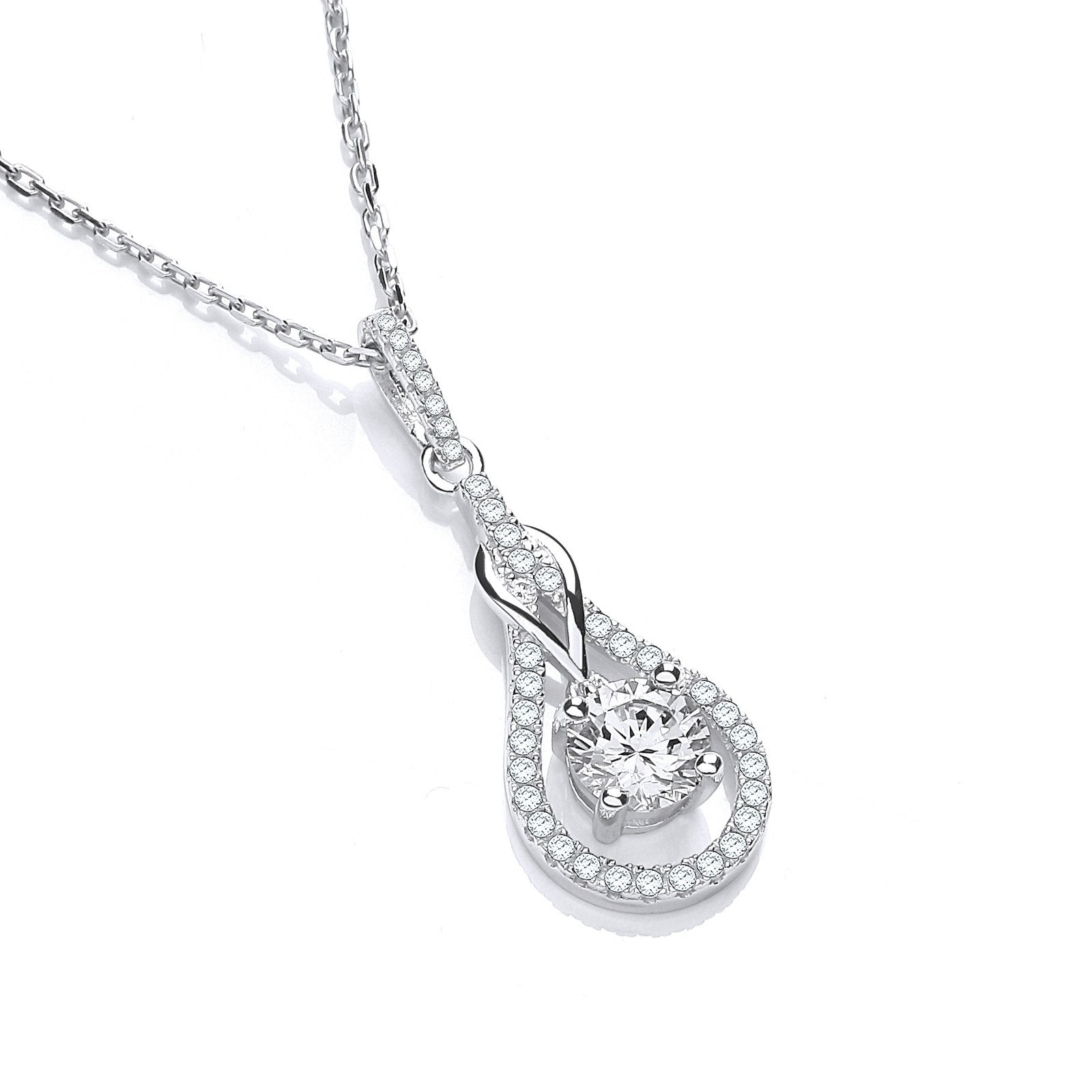 Micro Pave' Teardrop Cubic Zirconia Pendant with 18" Chain - Fine Necklace - Certified Authen – Luxury Jewellery by Im