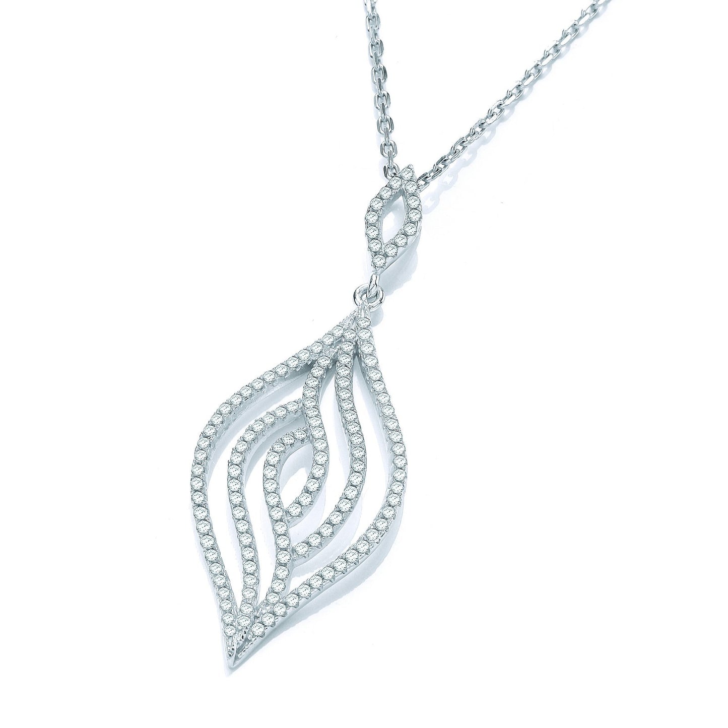 Micro Pave' Leaf Cubic Zirconia Pendant with 18" Chain - Fine Necklace - Certified Authentic – Luxury Jewellery by Imp