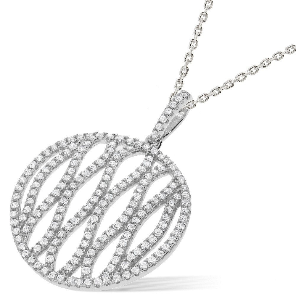 Micro Pave Round Fancy Cubic Zirconia Pendant with 18" Chain - Fine Necklace - Certified Auth – Luxury Jewellery by Im