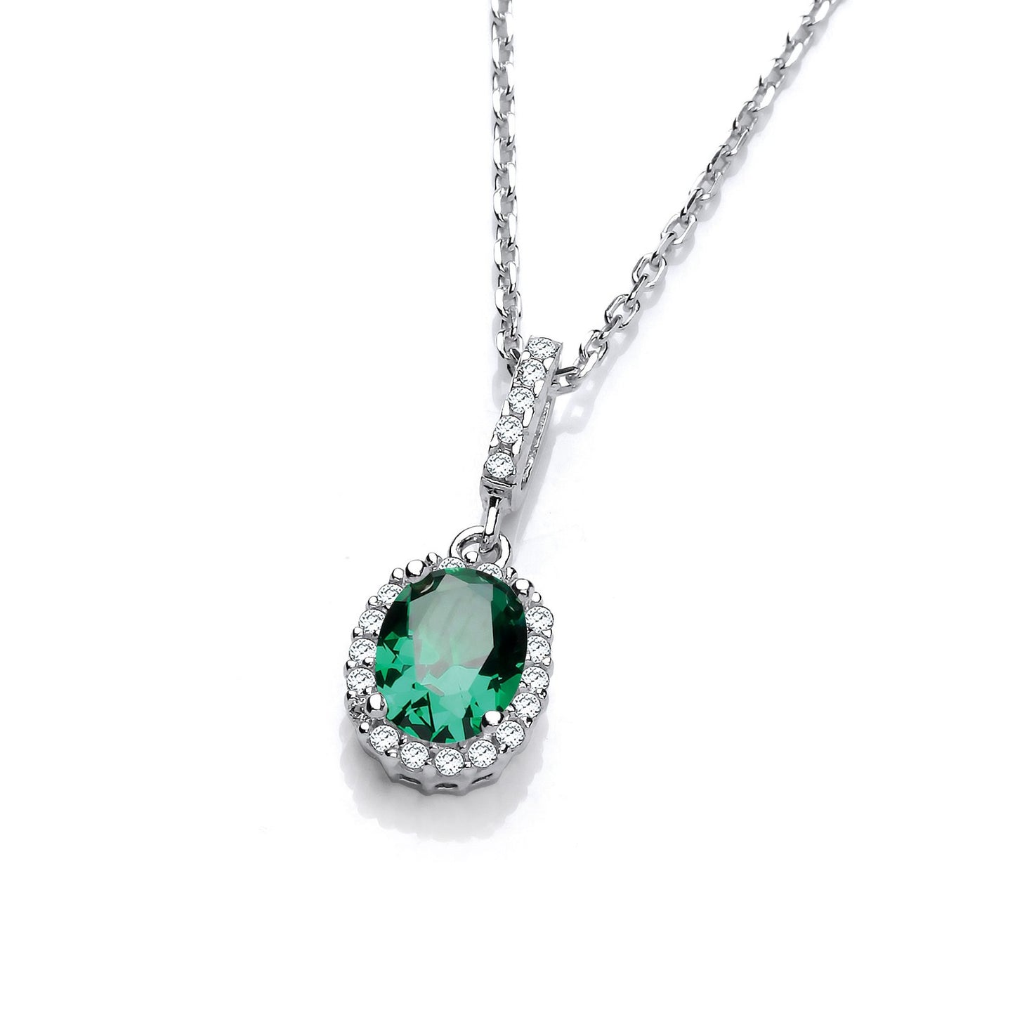 Oval Green Cubic Zirconia Drop Pendant with 18" Chain - Fine Necklace - Certified Authentic – Luxury Jewellery by Impe