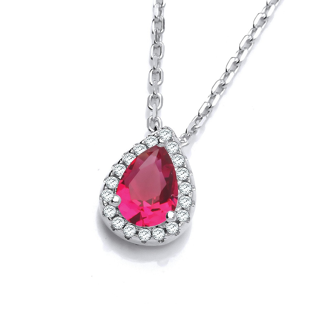Teardrop Red Cubic Zirconia Pendant with 18" Chain - Fine Necklace - Certified Authentic – Luxury Jewellery by Imperia