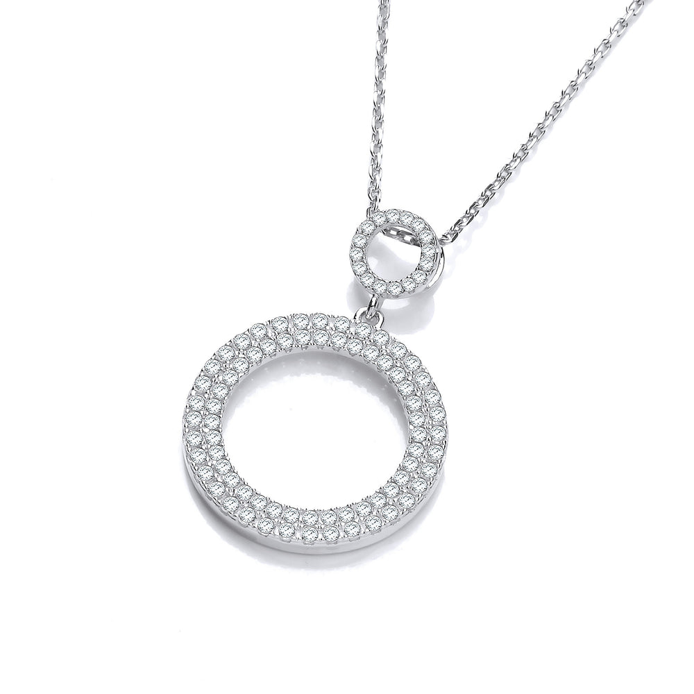 Silver Circle of Life Pave-Set Cubic Zirconia Pendant with 18in Chain