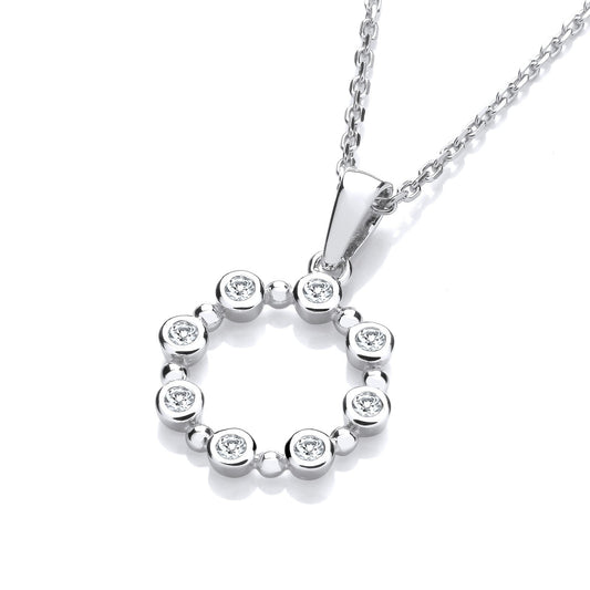 Silver Rubover Cubic Zirconias Circle Pendant with Chain - Fine Necklace - Certified Authenti – Luxury Jewellery by Im