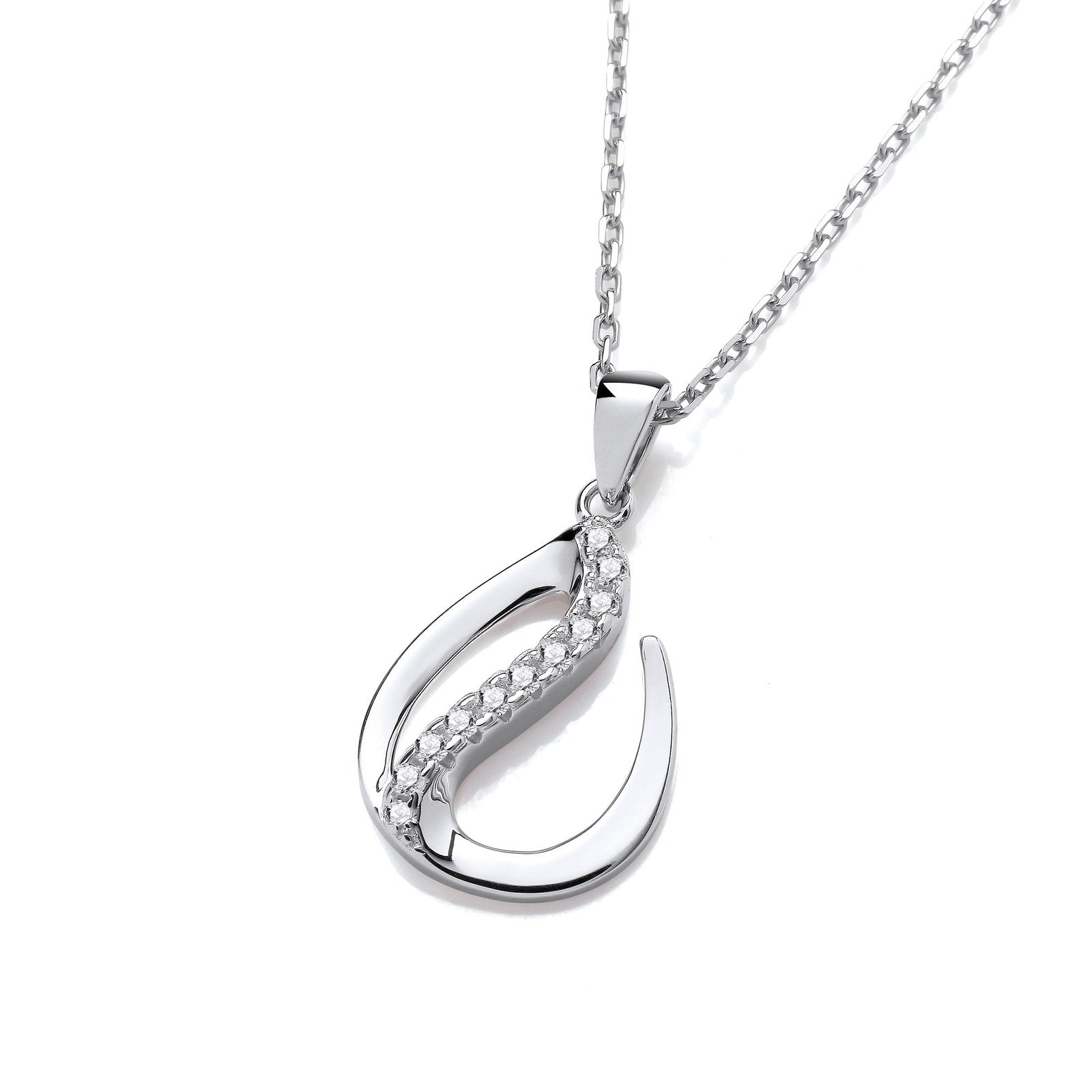 Flat Teardrop Silver Pendant with Chain - Fine Necklace - Certified Authentic - Swiss Made – Luxury Jewellery by Imper