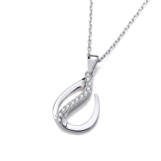 Flat Teardrop Silver Pendant with Chain - Fine Necklace - Certified Authentic - Swiss Made – Luxury Jewellery by Imper