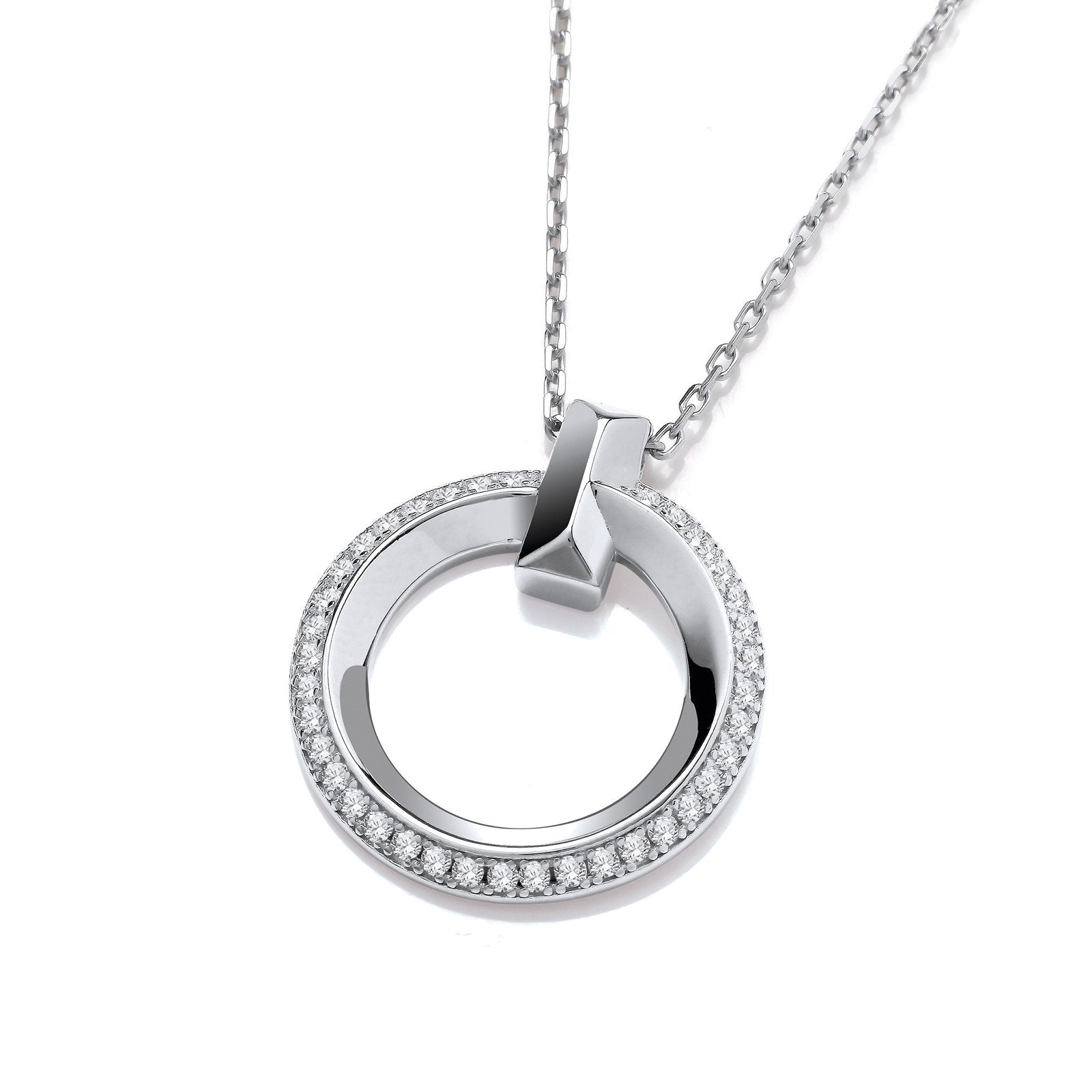 Circle of Life Cubic Zirconia Silver Pendant with Chain - Fine Necklace - Certified Authentic – Luxury Jewellery by Im