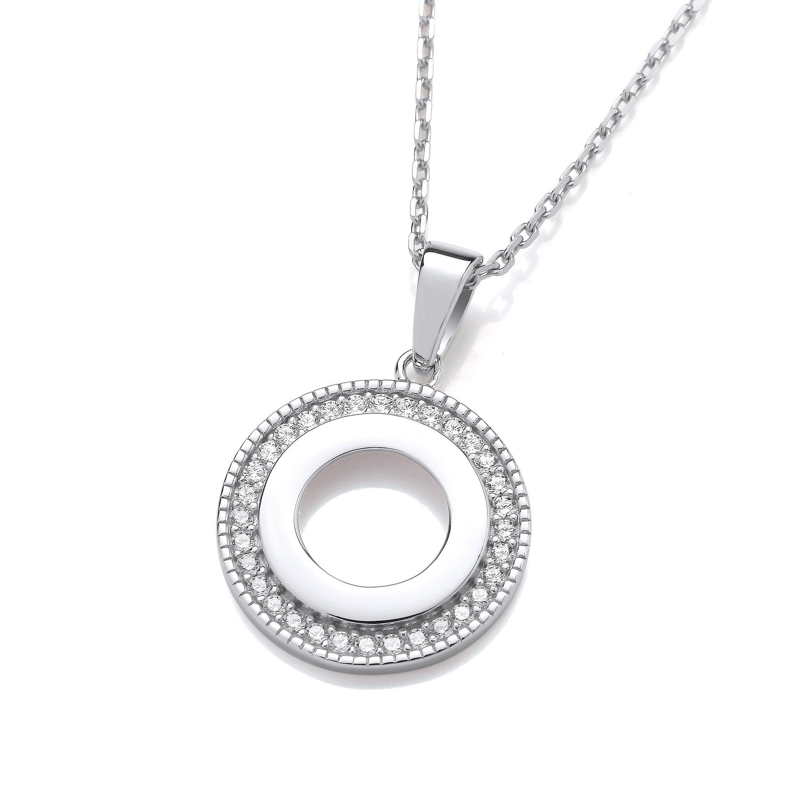 Silver Circle of Life Cubic Zirconia Pendant with Chain - Fine Necklace - Certified Authentic – Luxury Jewellery by Im
