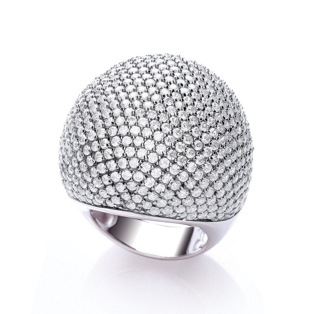 Micro Pave' Big Cocktail Ring 503 White Cubic Zirconia - Fine Ring - Certified Authentic – Luxury Jewellery by Imperia