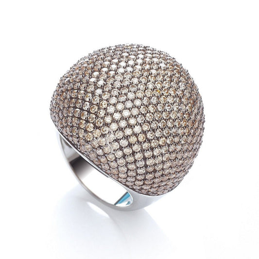 Micro Pave' Big Cocktail Ring 503 Champagne Cubic Zirconia - Fine Ring - Certified Authentic – Luxury Jewellery by Imp
