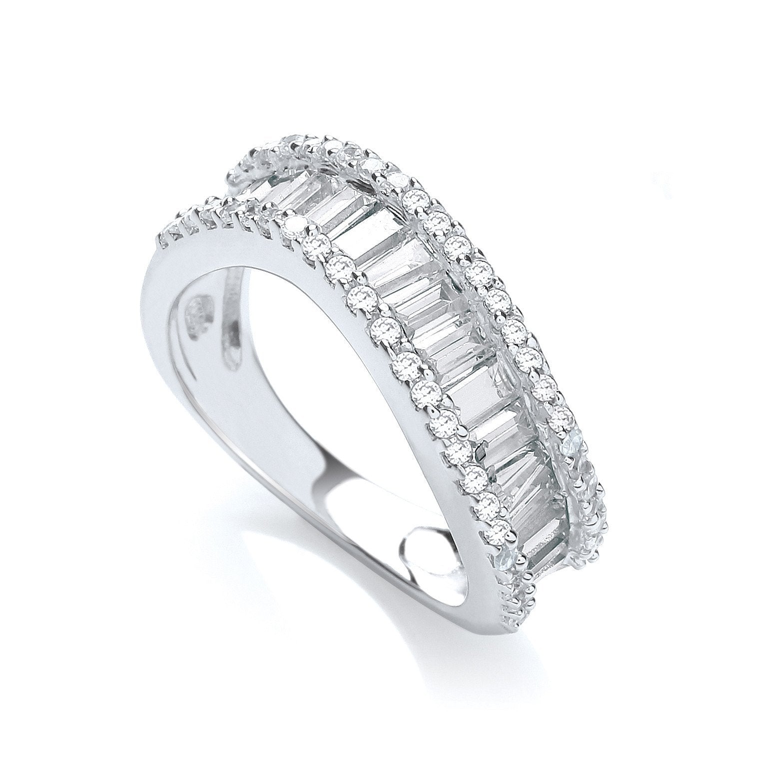 Baguette with Round Cubic Zirconia Ring - Fine Ring - Certified Authentic - Swiss Made – Luxury Jewellery by Imperial