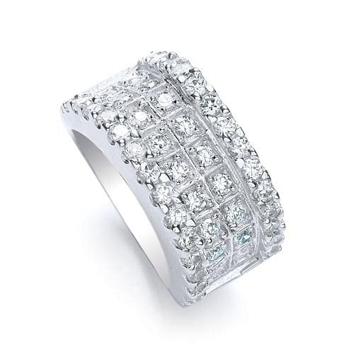 2 Step Round Brilliant Cubic Zirconia Ring