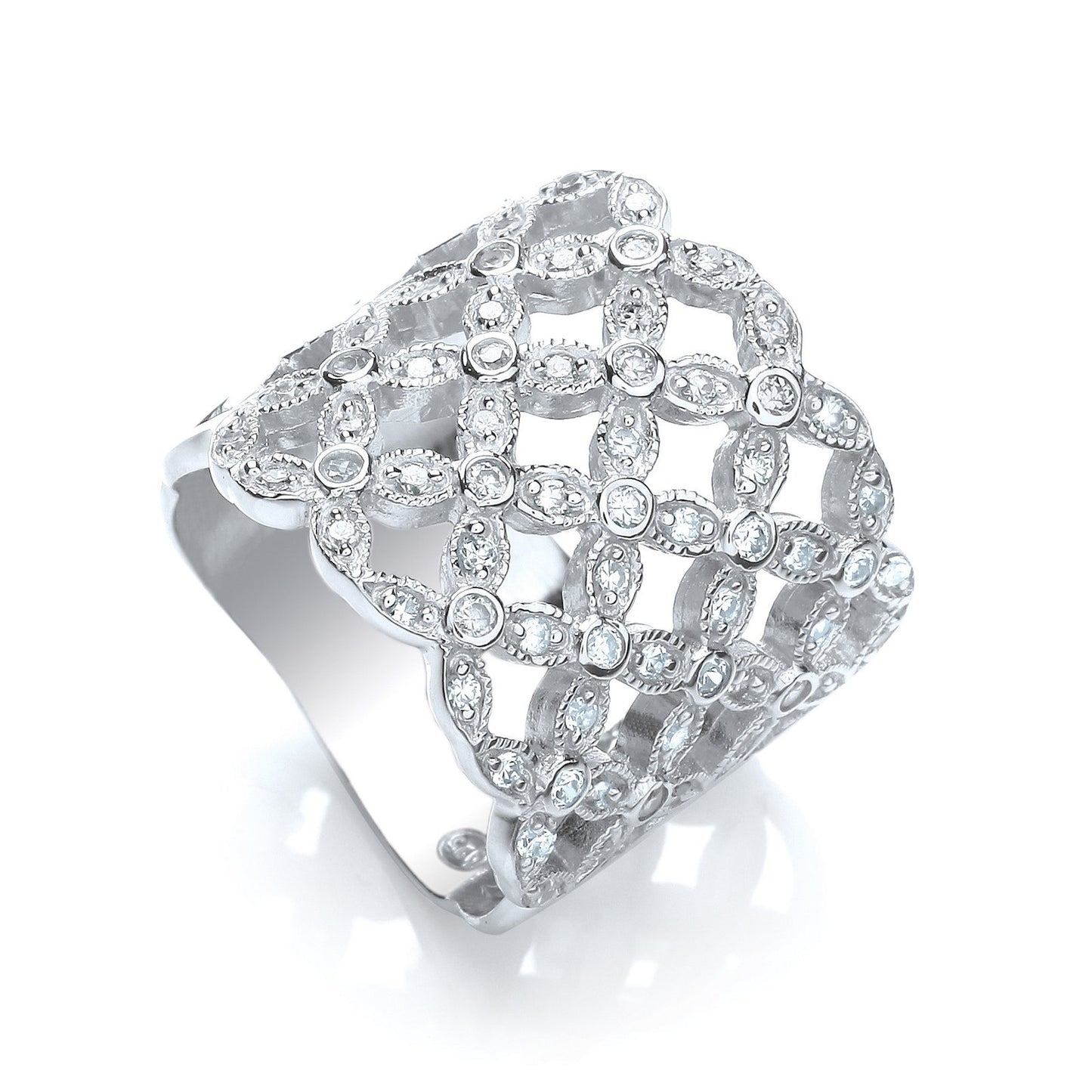 Multi-Row Fancy Flower Cubic Zirconia Ring - Fine Ring - Certified Authentic - Swiss Made – Luxury Jewellery by Imperi