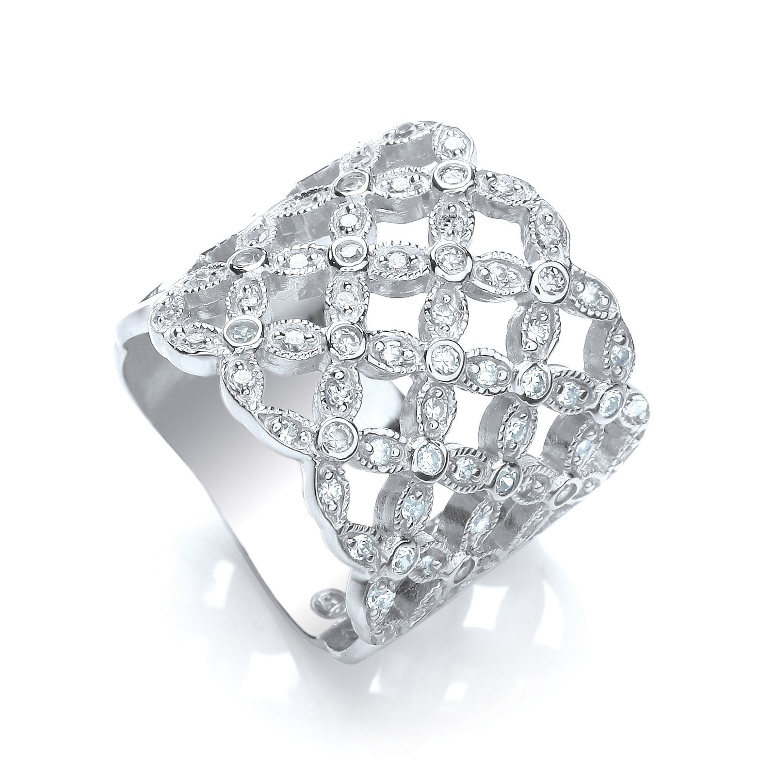 Multi-Row Fancy Flower Cubic Zirconia Ring - Fine Ring - Certified Authentic - Swiss Made – Luxury Jewellery by Imperi