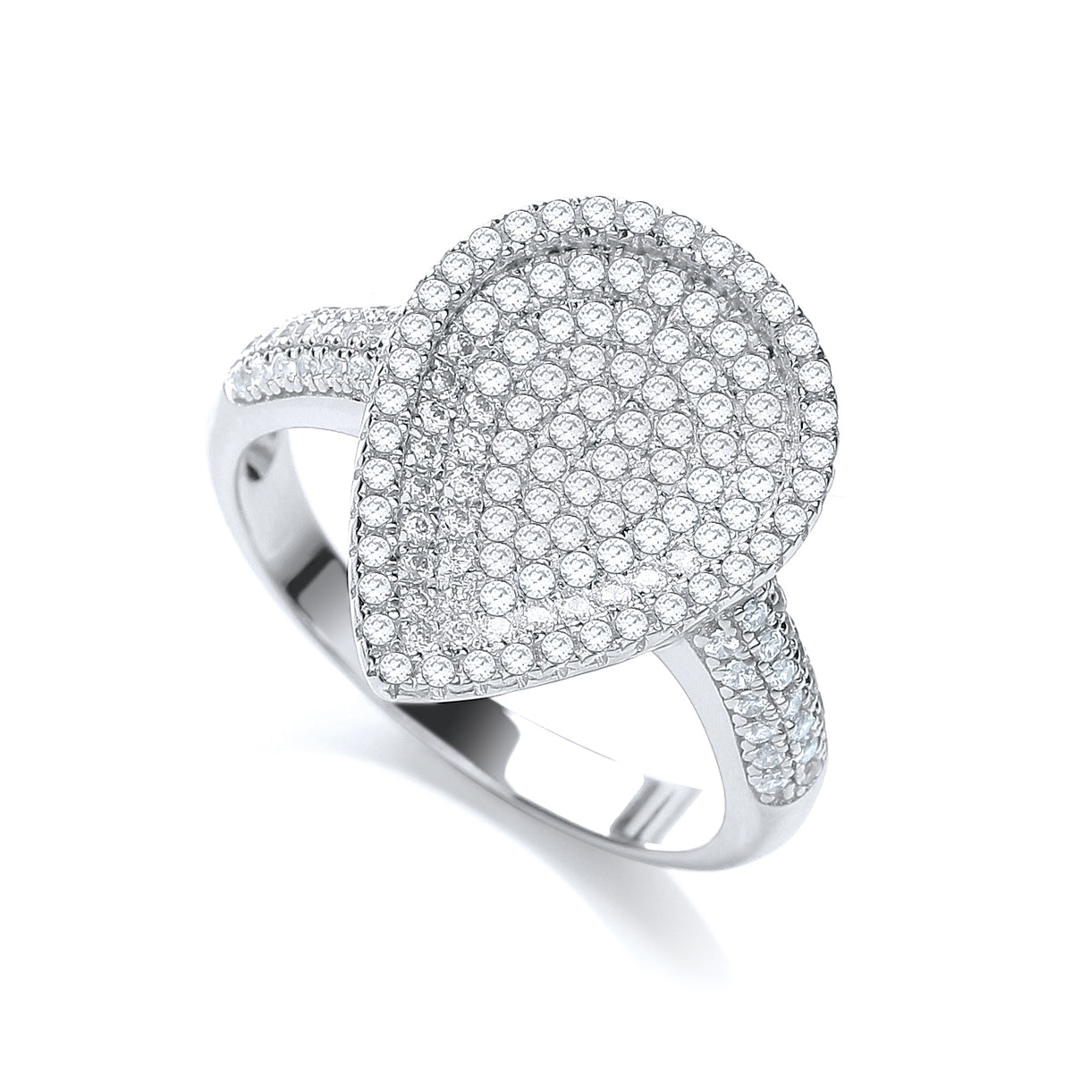 Micro Pave' Pear Shape with Cubic Zirconia on Shoulder Ring