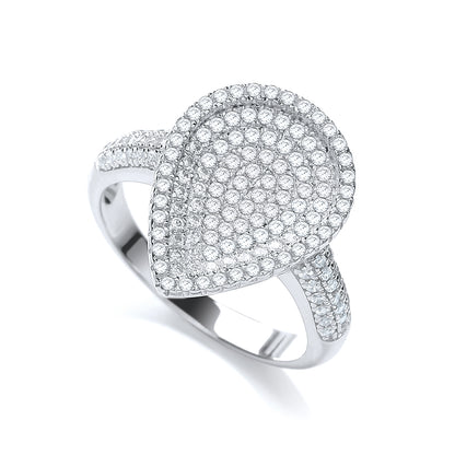 Micro Pave' Pear Shape with Cubic Zirconia on Shoulder Ring