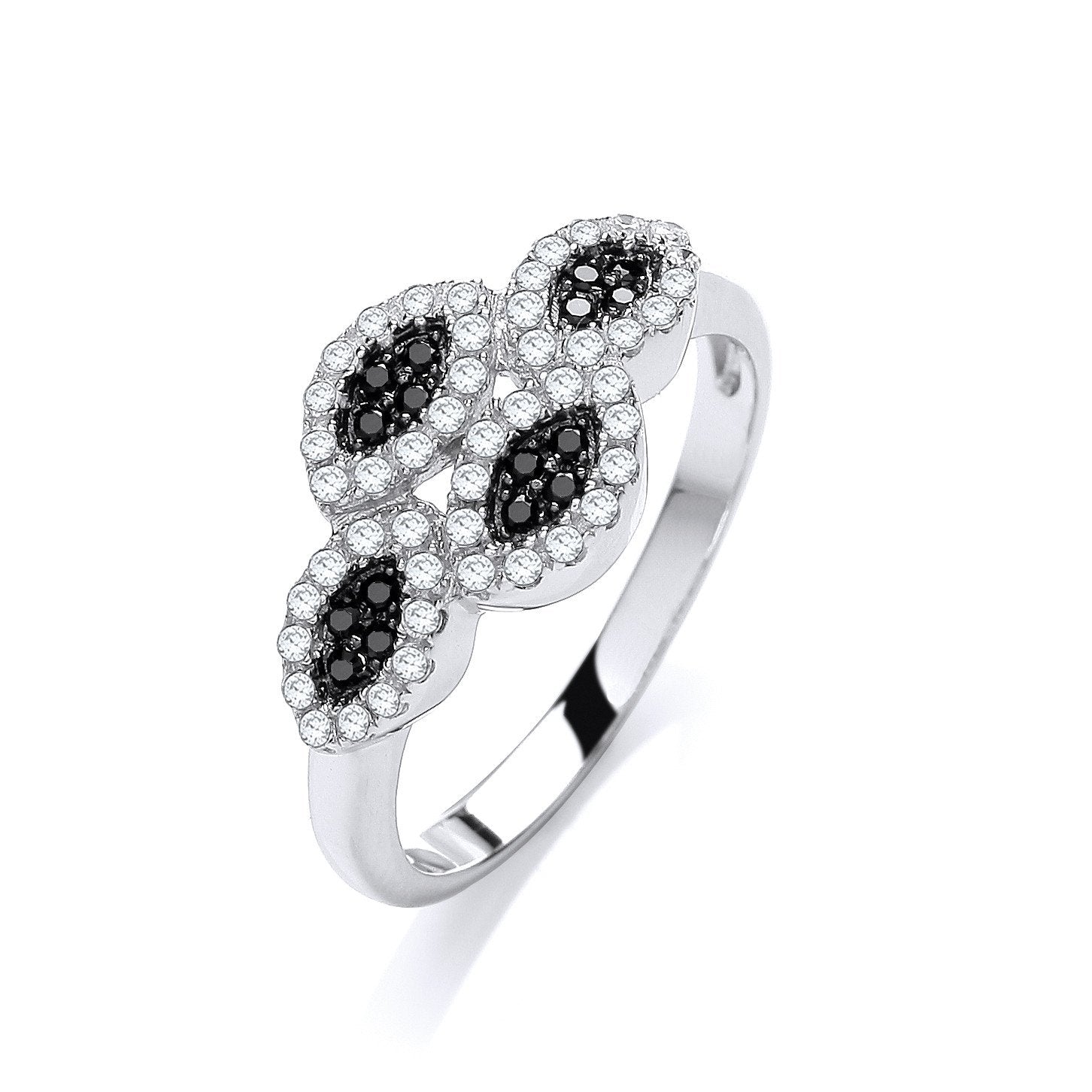 Micro Pave' Black/White Cubic Zirconia Ring - Fine Ring - Certified Authentic - Swiss Made – Luxury Jewellery by Imper