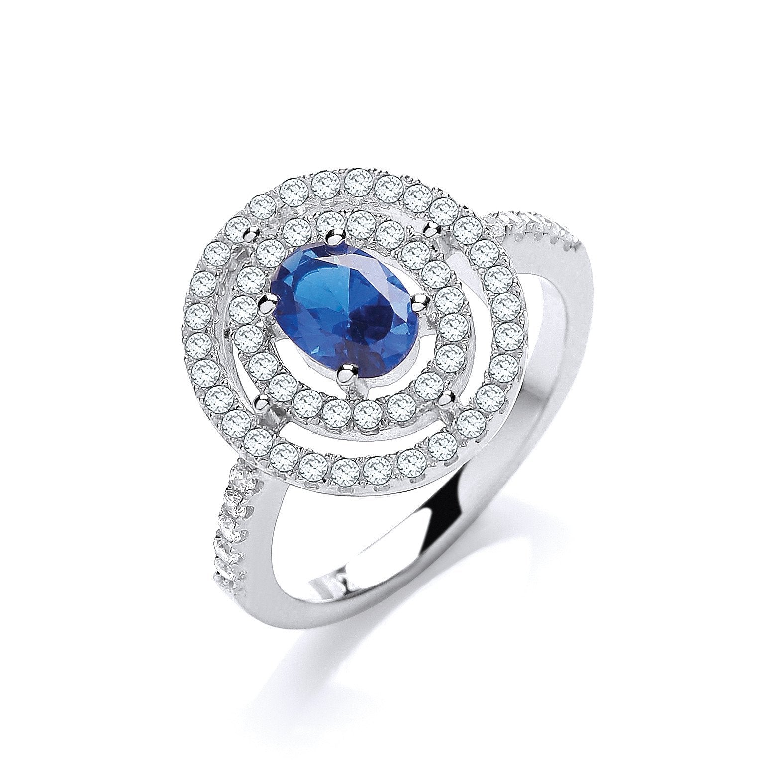 Micro Pave' Sapphire Blue & Clear Cubic Zirconias Ring - Fine Ring - Certified Authentic – Luxury Jewellery by Imperia