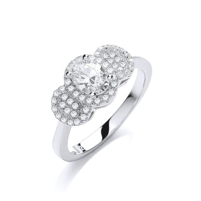 Micro Pave' Trilogy with Centre Cubic Zirconia Ring – product view