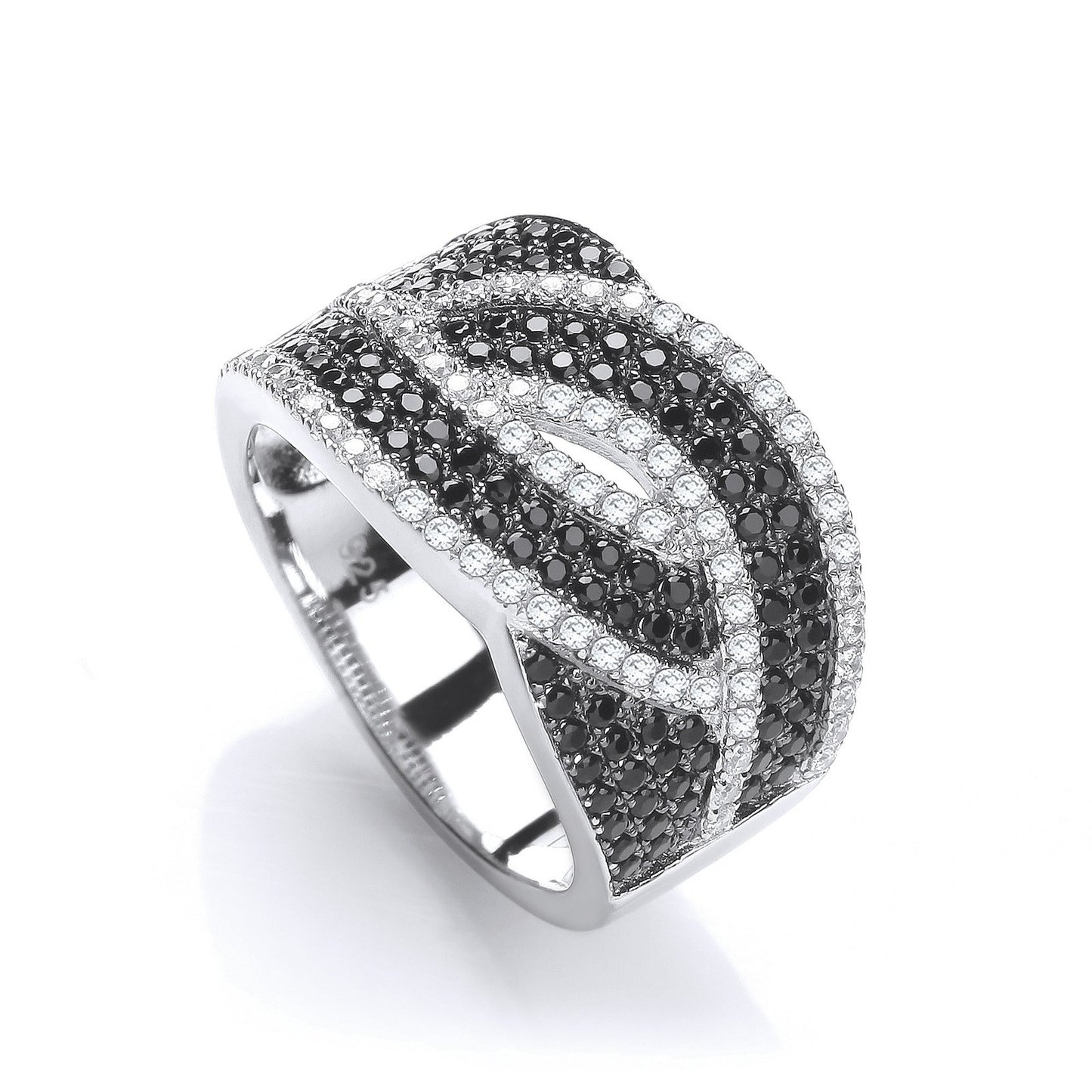 Micro Pave' Black & Clear Cubic Zirconia Ring - Fine Ring - Certified Authentic - Swiss Made – Luxury Jewellery by Imp