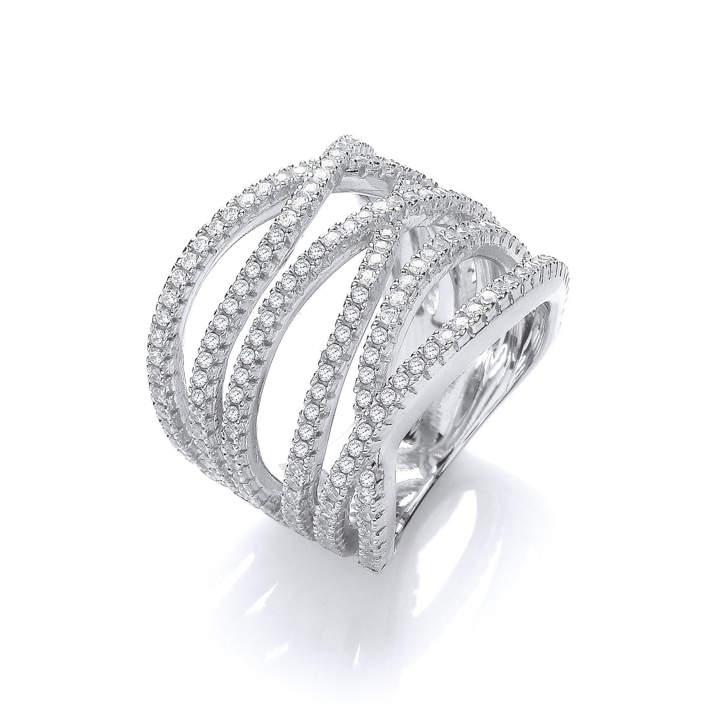 Micro Pave' Six Rows of Clear Cubic Zirconia Ring - Fine Ring - Certified Authentic – Luxury Jewellery by Imperial Tim