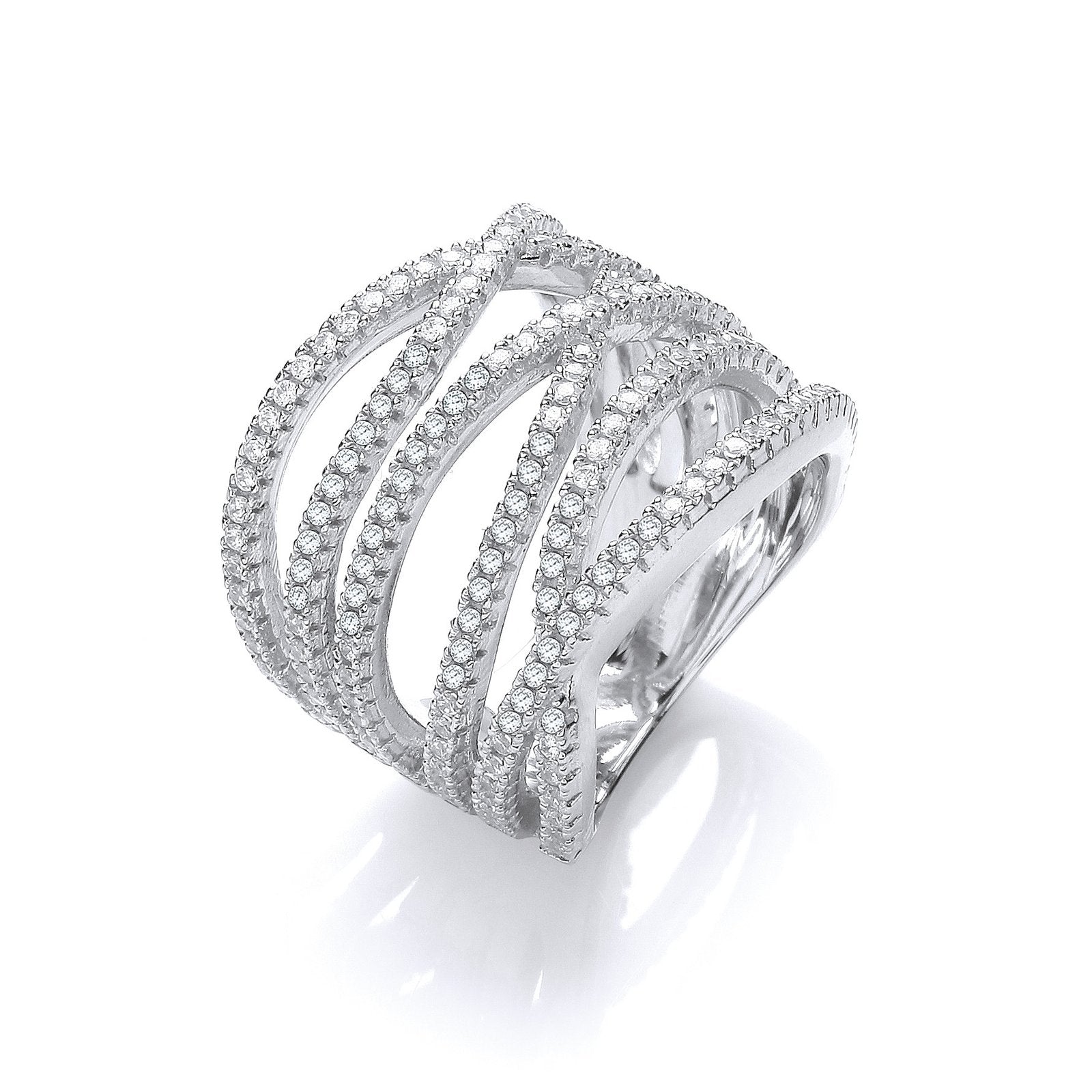 Micro Pave' Six Rows of Clear Cubic Zirconia Ring - Fine Ring - Certified Authentic – Luxury Jewellery by Imperial Tim