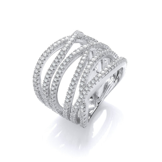 Micro Pave' Six Rows of Clear Cubic Zirconia Ring - Fine Ring - Certified Authentic – Luxury Jewellery by Imperial Tim