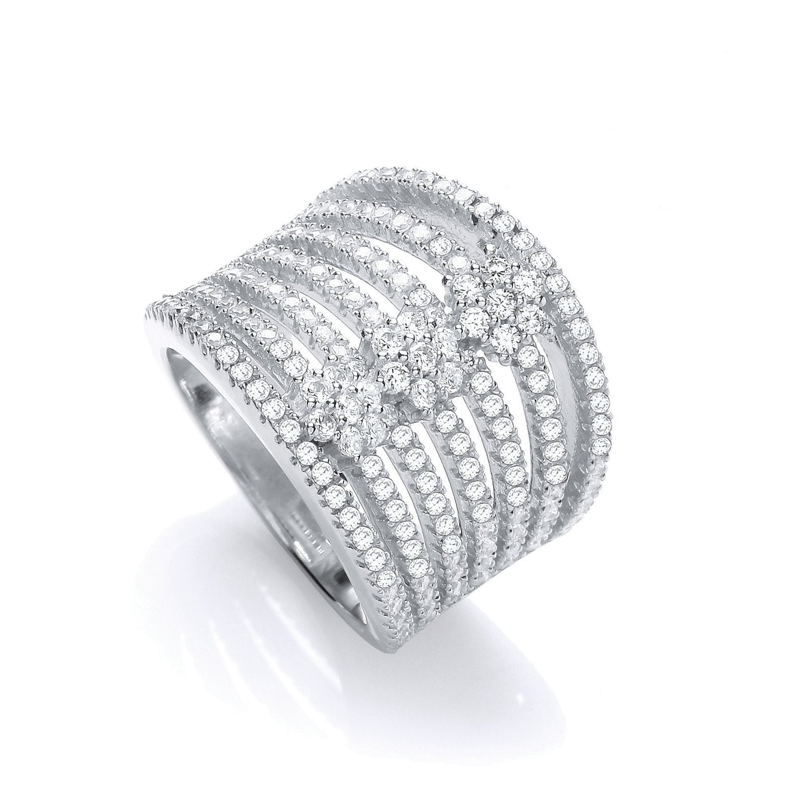 Micro Pave' Seven Row Cubic Zirconia 's Ring - Fine Ring - Certified Authentic - Swiss Made – Luxury Jewellery by Impe