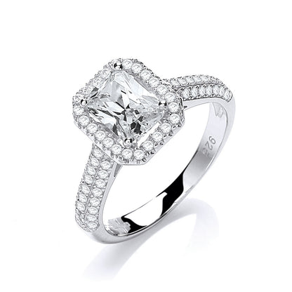 Micro Pave' Emerald Cut Centre with Shoulder Cubic Zirconia's Ring