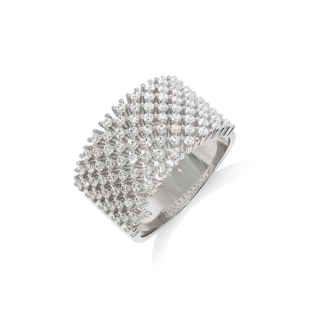 Micro Pave' Multi Row Cubic Zirconia Ring - Fine Ring - Certified Authentic - Swiss Made – Luxury Jewellery by Imperia