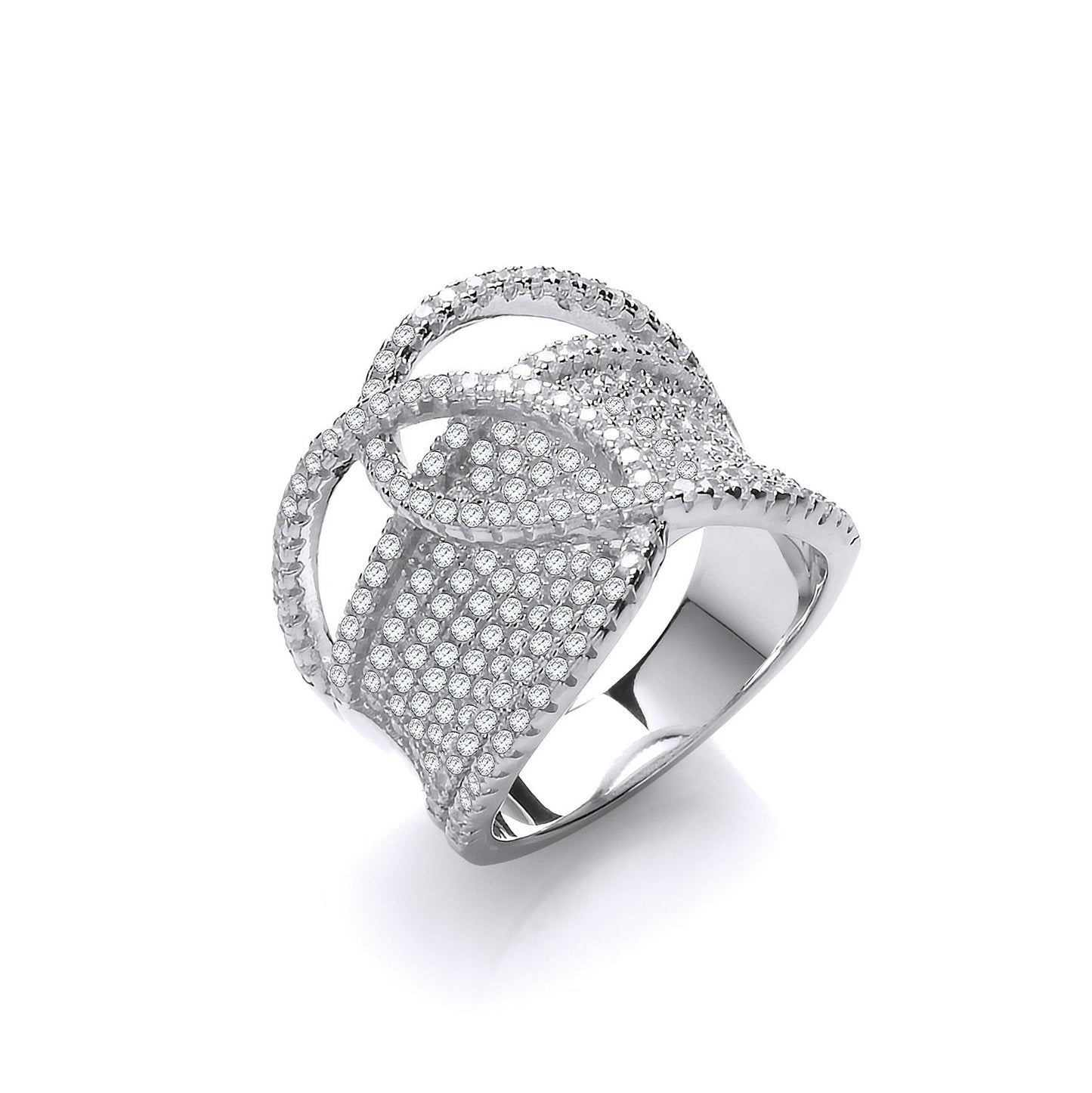 Micro Pave Cubic Zirconia Interlocking Top Silver Ring - Fine Ring - Certified Authentic – Luxury Jewellery by Imperia