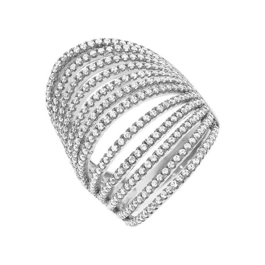 Micro Pave' 12 Row's of Cubic Zirconia Silver Ring - Fine Ring - Certified Authentic – Luxury Jewellery by Imperial Ti