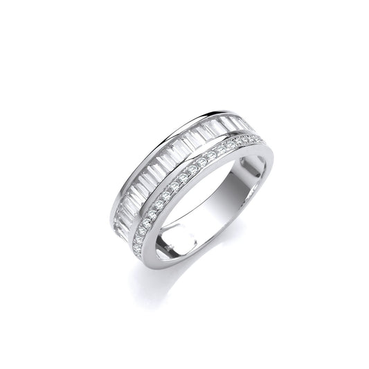 Half Et Baguette and Round Cubic Zirconia's Silver Ring - Fine Ring - Certified Authentic – Luxury Jewellery by Imperi