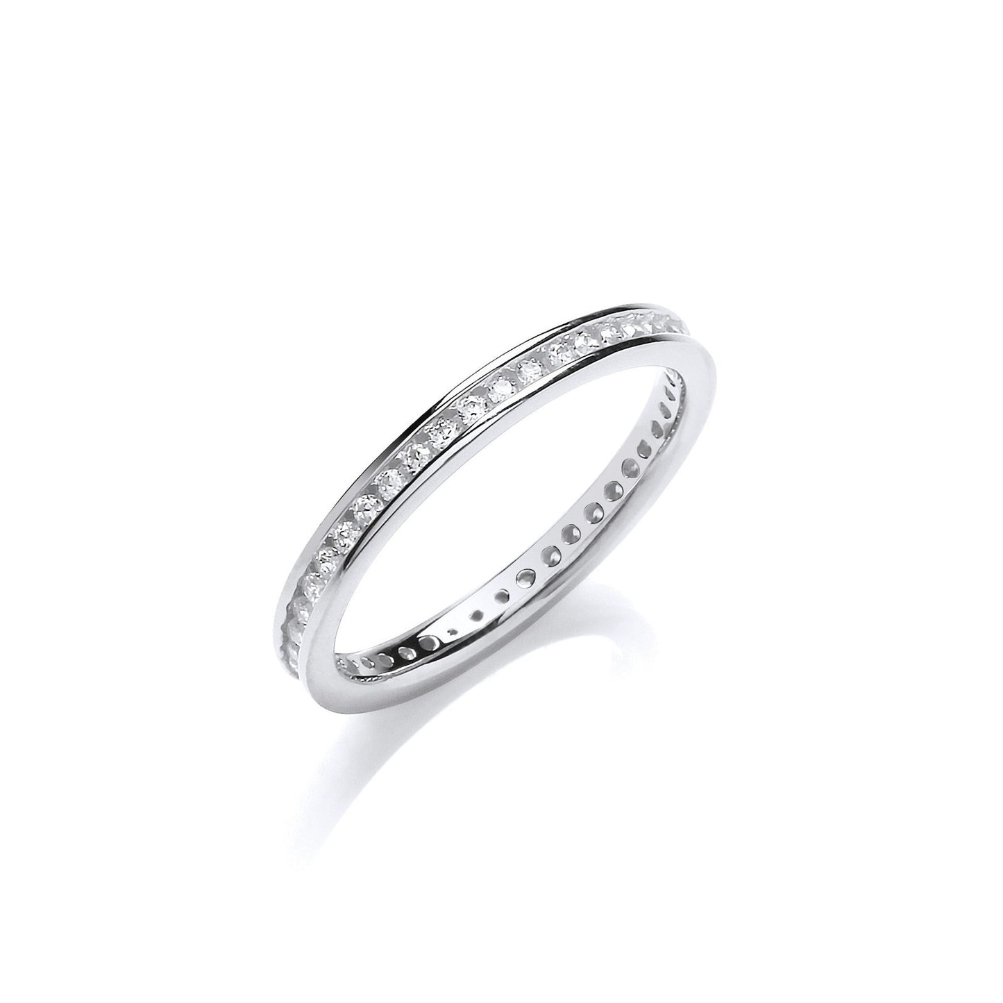 2mm Full Et Rd/bril. Cubic Zirconia Silver Ring