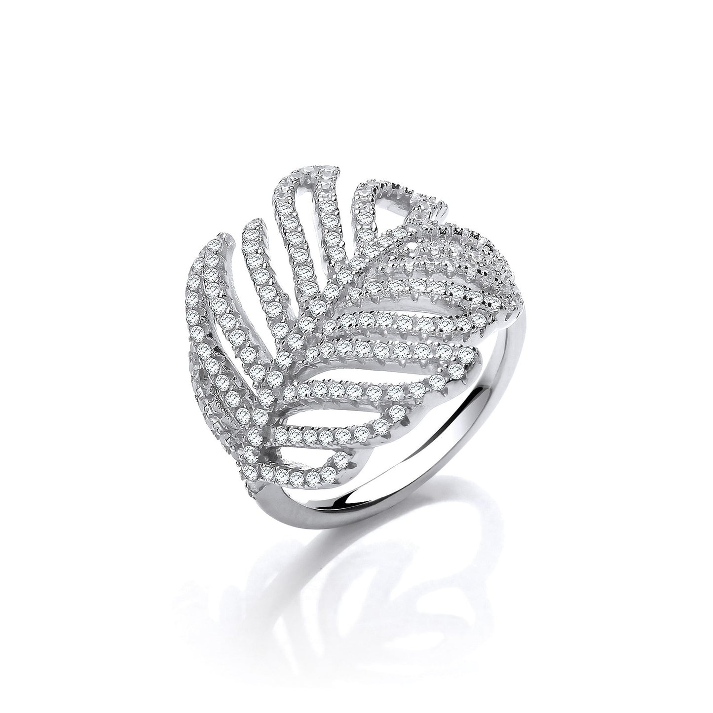 Barley Leaf Style Cubic Zirconia Silver Ring - Fine Ring - Certified Authentic - Swiss Made – Luxury Jewellery by Impe