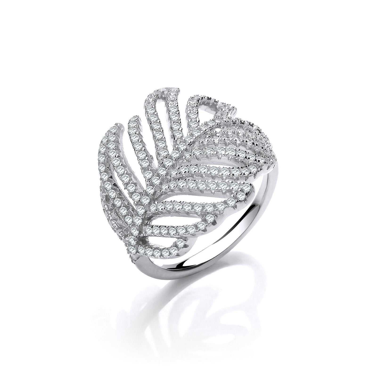 Barley Leaf Style Cubic Zirconia Silver Ring - Fine Ring - Certified Authentic - Swiss Made – Luxury Jewellery by Impe