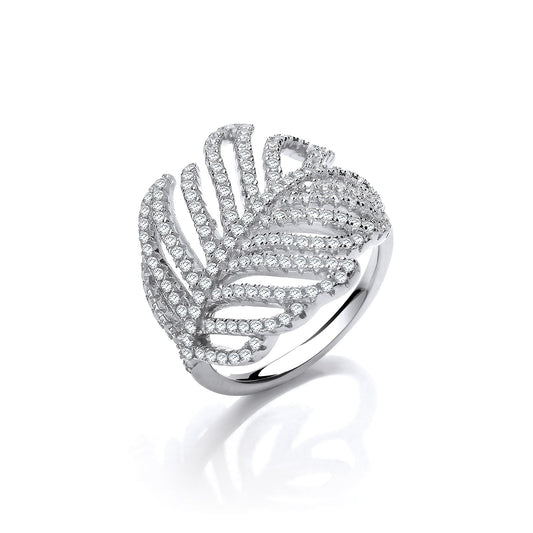 Barley Leaf Style Cubic Zirconia Silver Ring - Fine Ring - Certified Authentic - Swiss Made – Luxury Jewellery by Impe