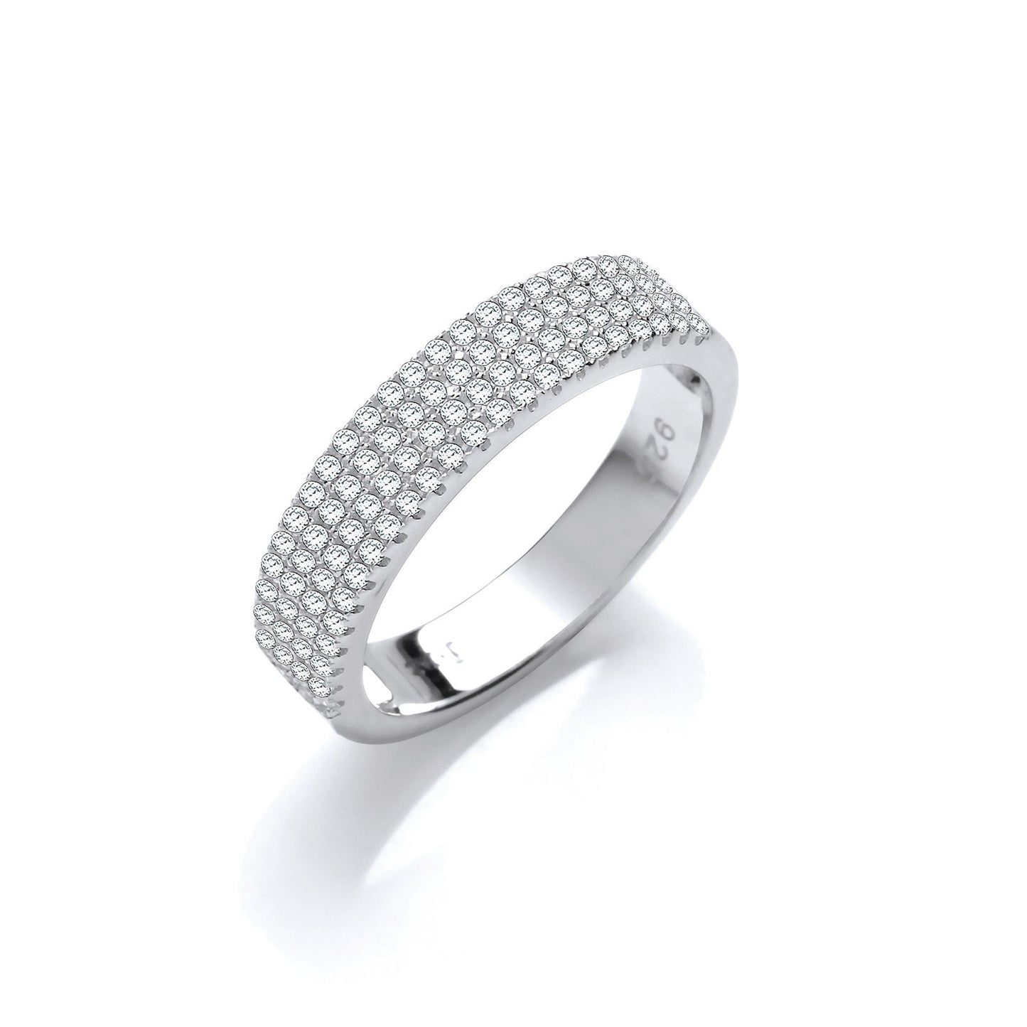 Micro Pave' Half Et Cubic Zirconia Silver Ring - Fine Ring - Certified Authentic - Swiss Made – Luxury Jewellery by Im