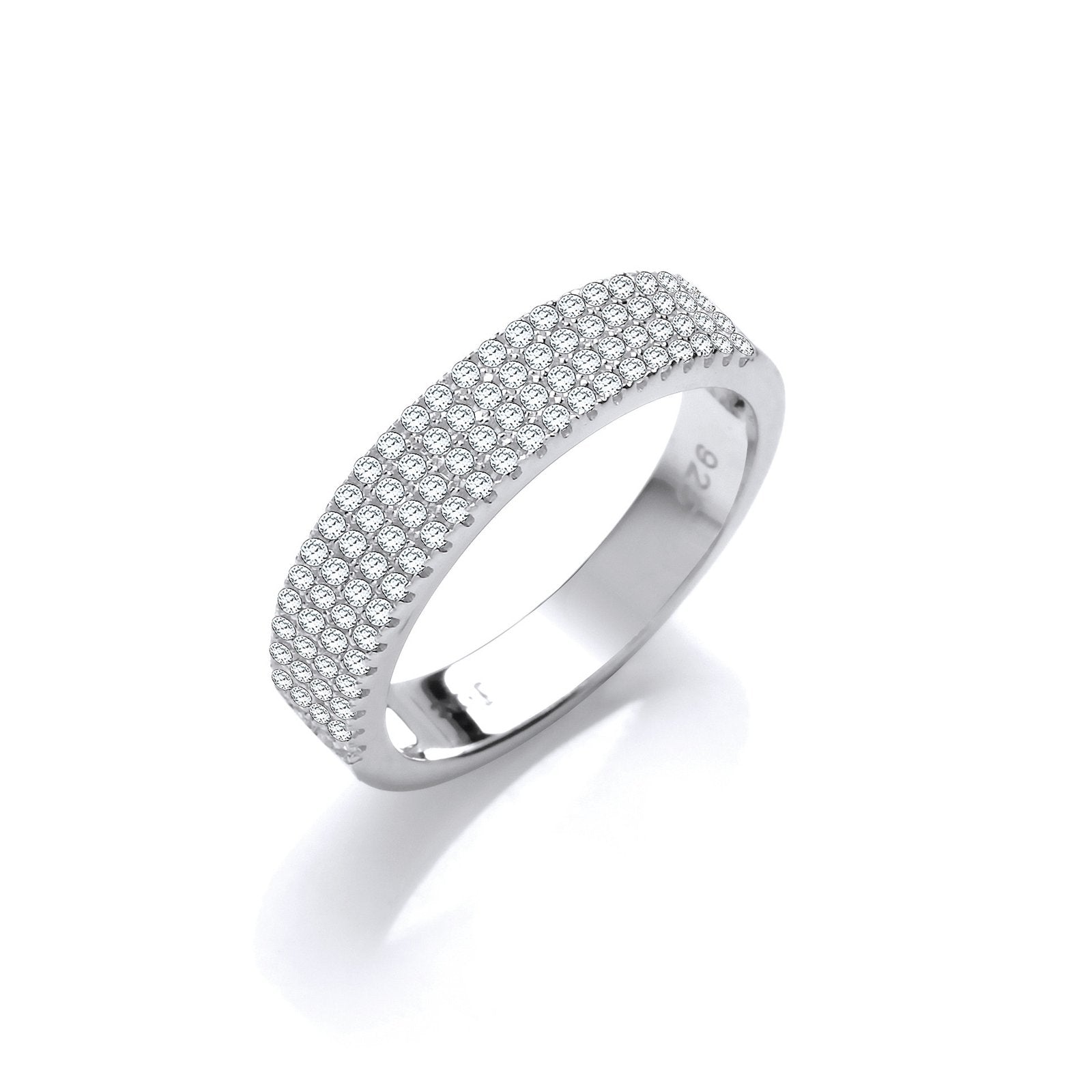 Micro Pave' Half Et Cubic Zirconia Silver Ring - Fine Ring - Certified Authentic - Swiss Made – Luxury Jewellery by Im