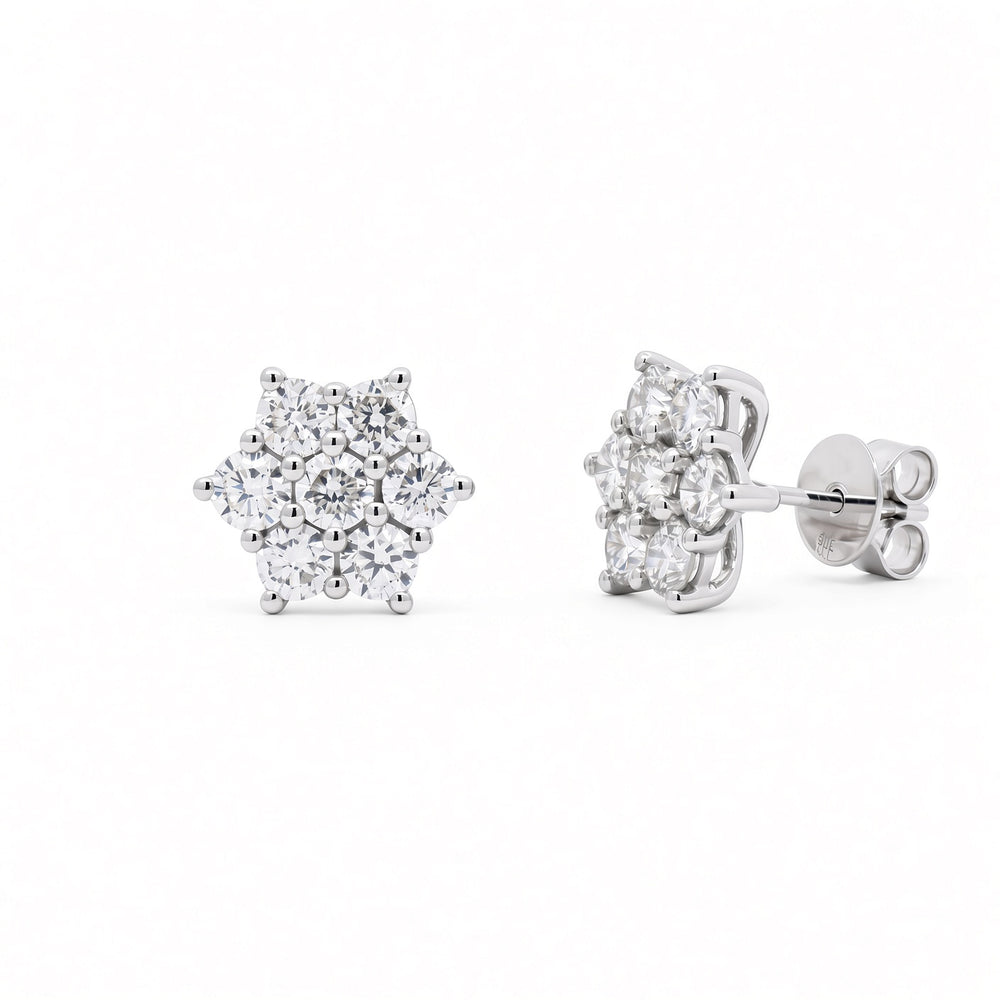 9ct White Gold 0.50cts Lab Grown Diamond Cluster Earrings