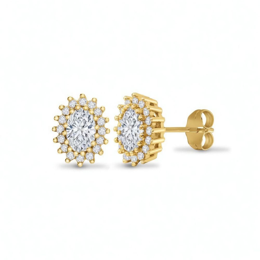 9ct Yellow Gold 1.75cts Lab Grown Diamond Halo Stud Earrings – Imperial Time
