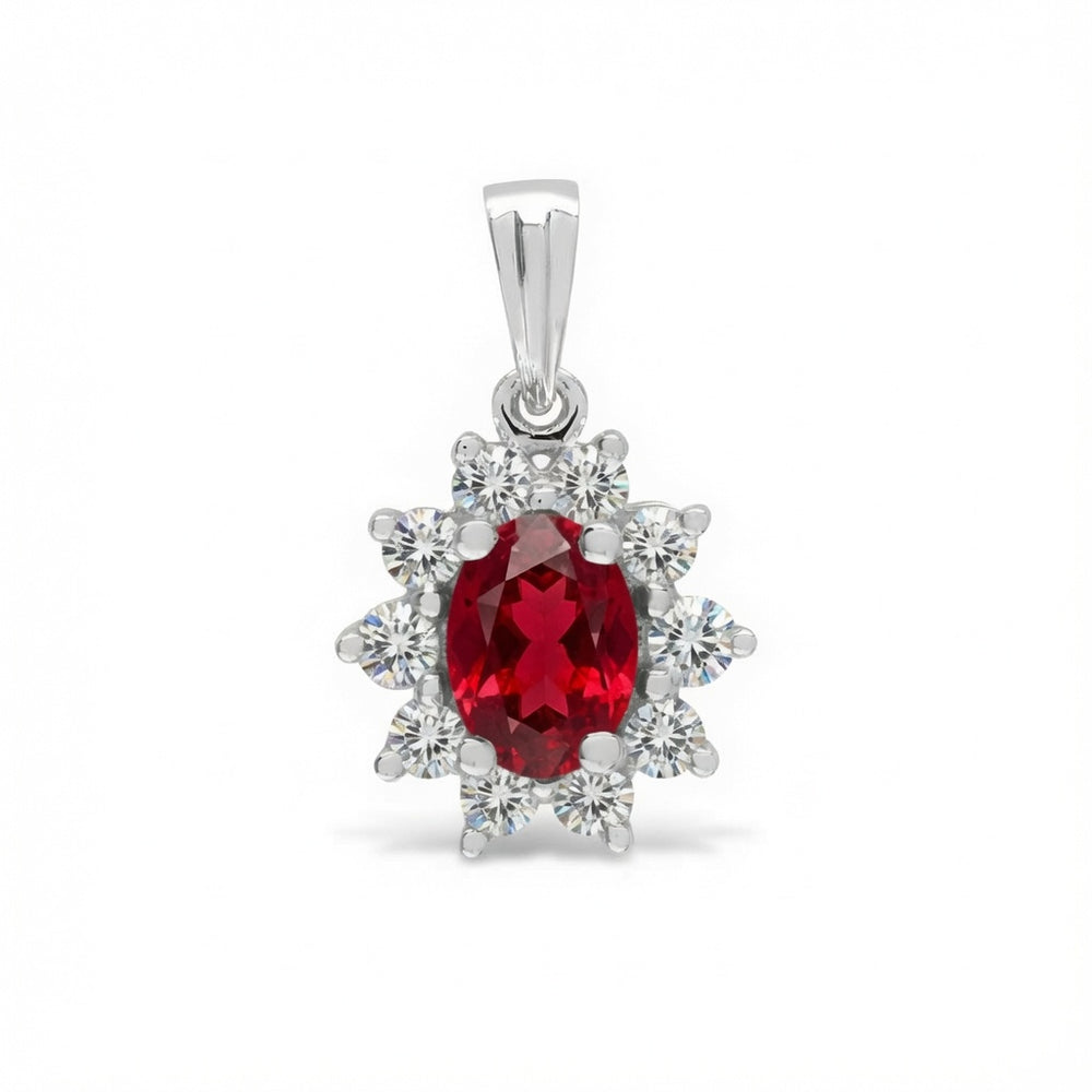 9ct White Gold Lab-Grown Diamond 0.27ct & Sapphire 0.60ct Pendant – product view