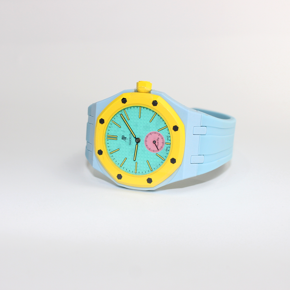 AP Swatch Royal Pop OTG ROZ Bio-Keramik Taschenuhr SSX03J100N Audemars Piguet Kollaboration Neu Ungetragen