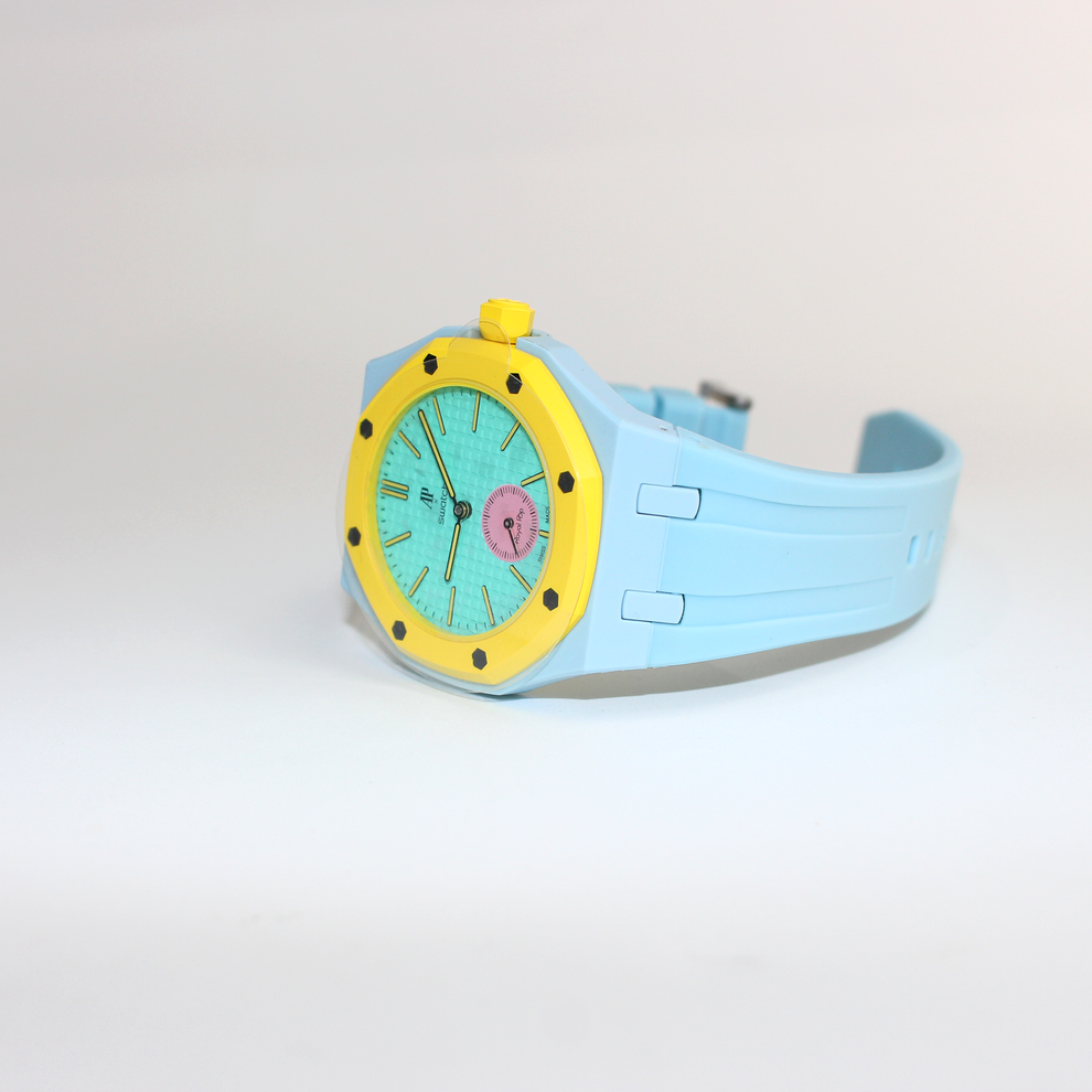 AP Swatch Royal Pop OTG ROZ Bio-Keramik Taschenuhr SSX03J100N Audemars Piguet Kollaboration Neu Ungetragen