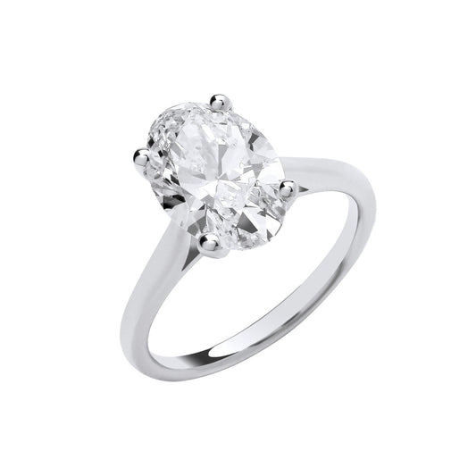 18ct White Gold 3.00ctw Oval Cut Lab Grown Diamond Ring Igi Certified