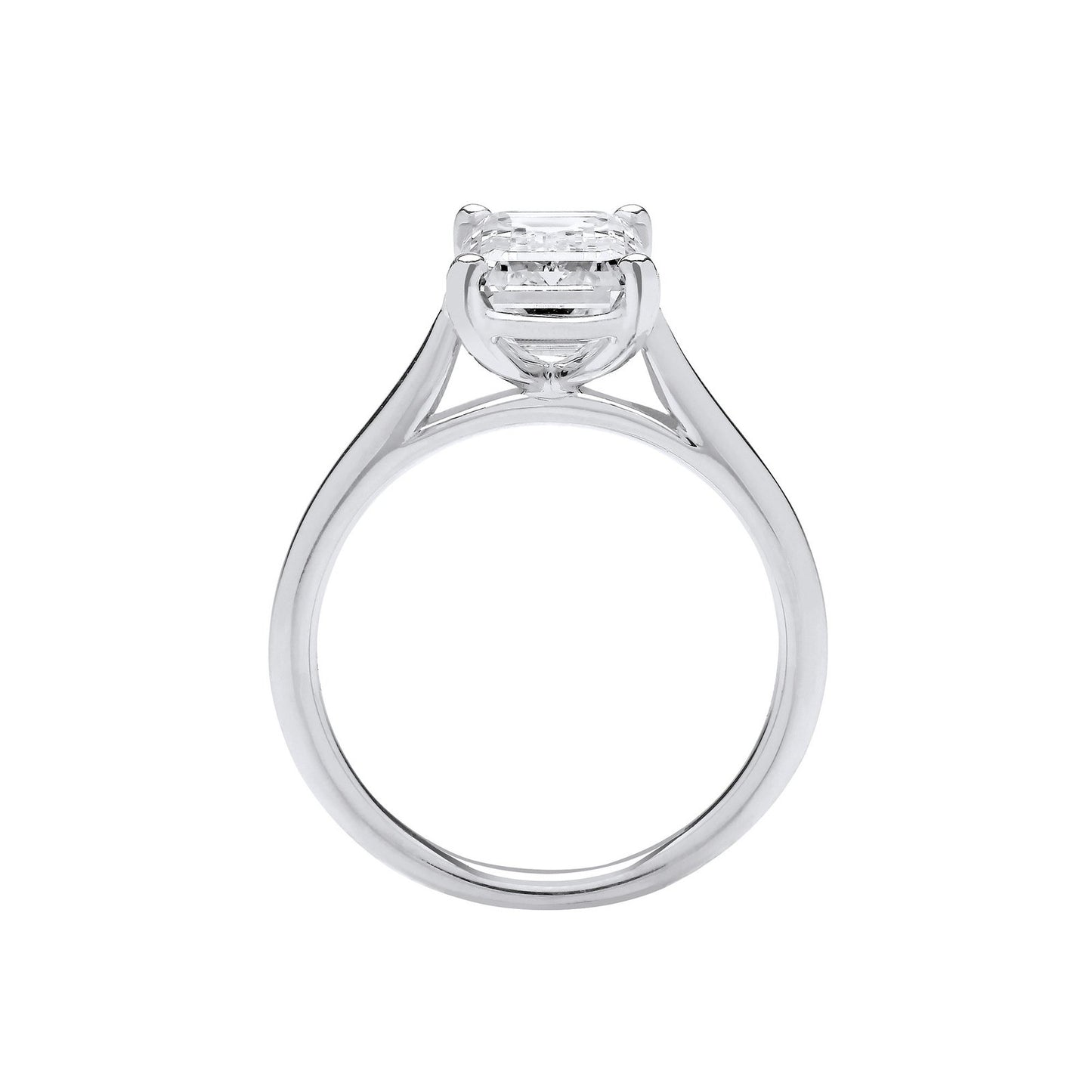 18ct White Gold 3.00ctw Emerald Cut Lab Grown Diamond Ring Igi Certified