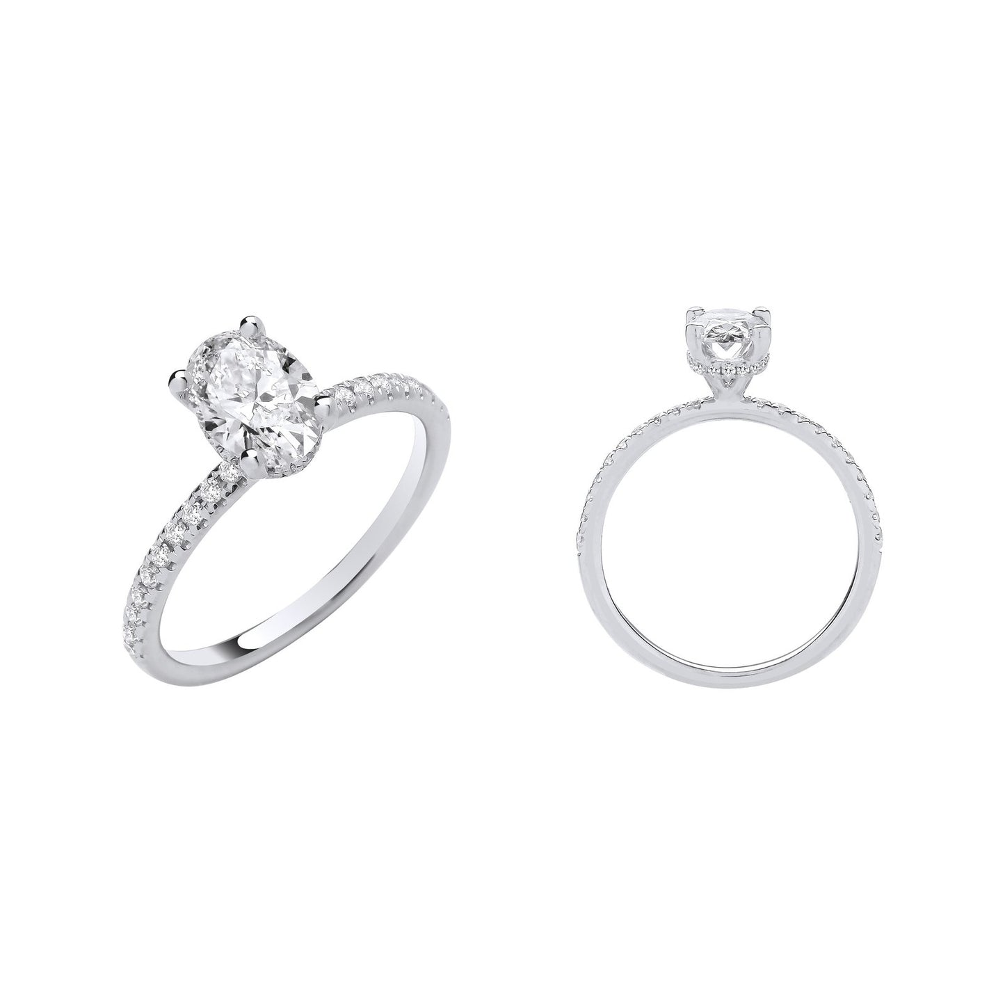 18ct White Gold 1.21ctw Oval Lab Grown Hidden Halo Diamond Ring Igi Certified